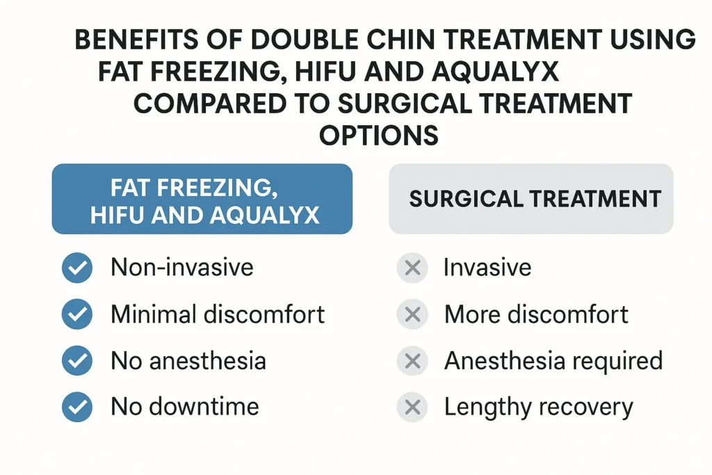 Graphic about the benefits of double chin treatment Hickstead - from LA LIPO